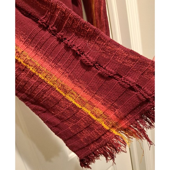 Free People Close to Me Red Turtleneck Sweater Flare Fringe Sleeve Size Large - Picture 6 of 13